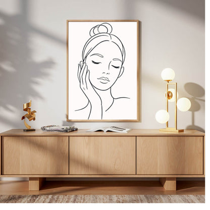 Silent Face Minimal Line Art Poster