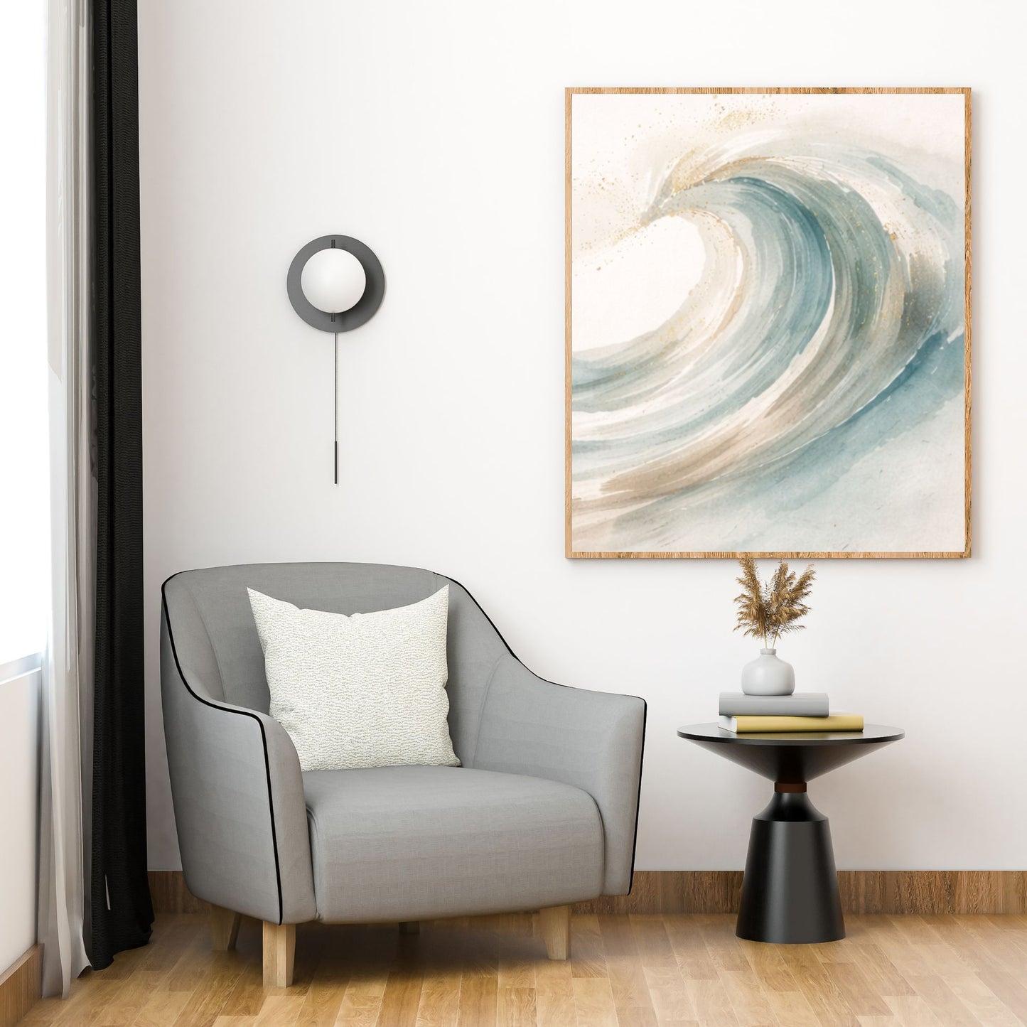 NOIRÉ Wave Flow II – Minimal Ocean Crest Canvas