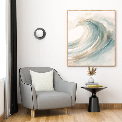 NOIRÉ Wave Flow II – Minimal Ocean Crest Canvas