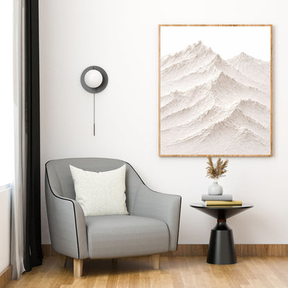 Minimal Textured Mountain Canvas Wall Art – Neutral 3D Landscape Decor