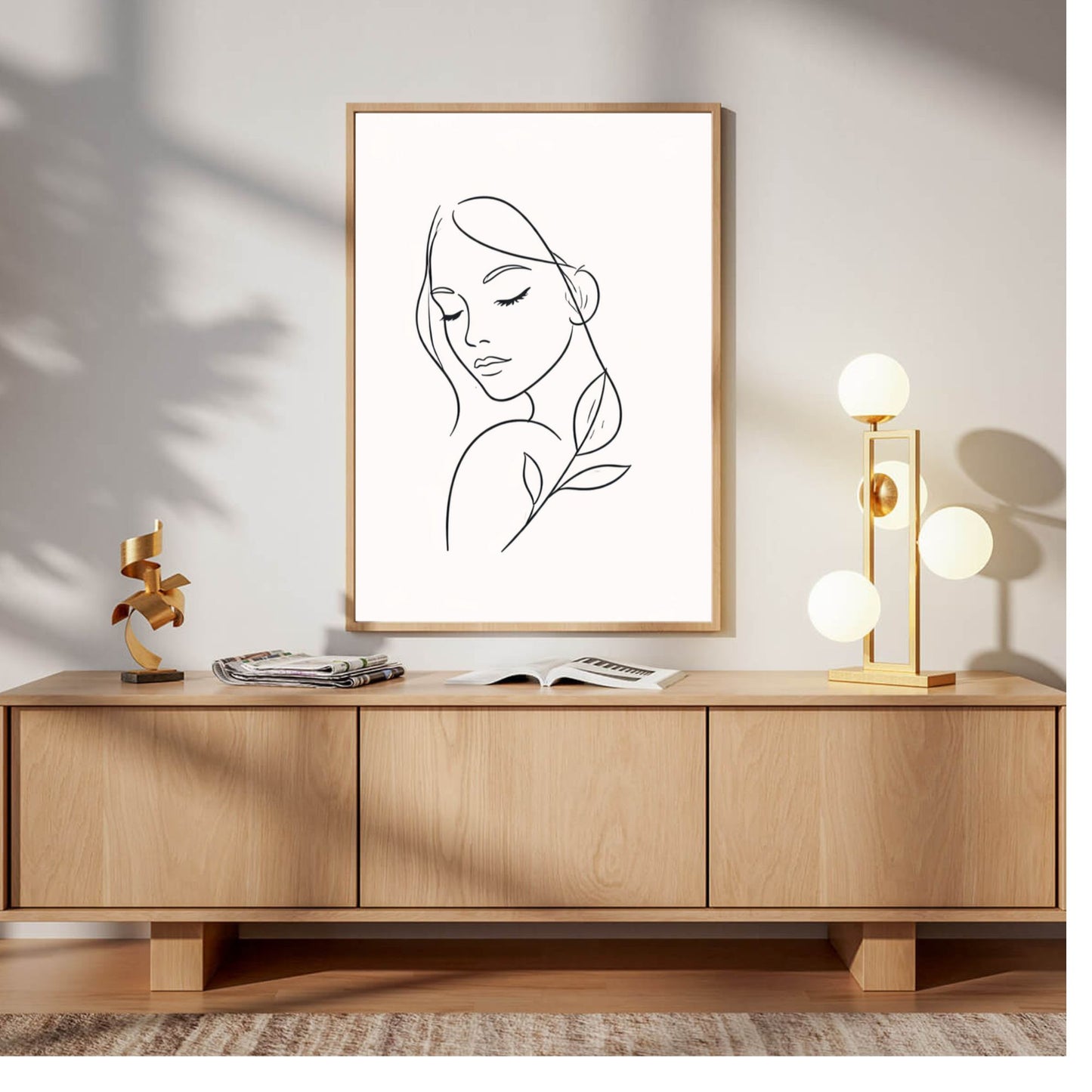 Silent Face  Botanical Minimal Line Art Poster
