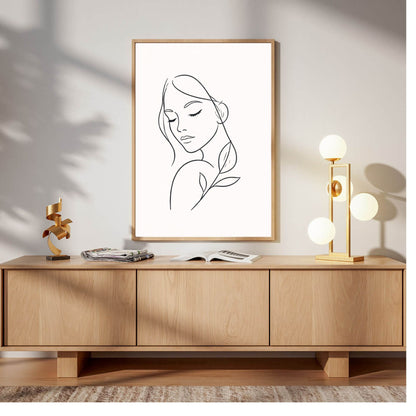 Silent Face  Botanical Minimal Line Art Poster