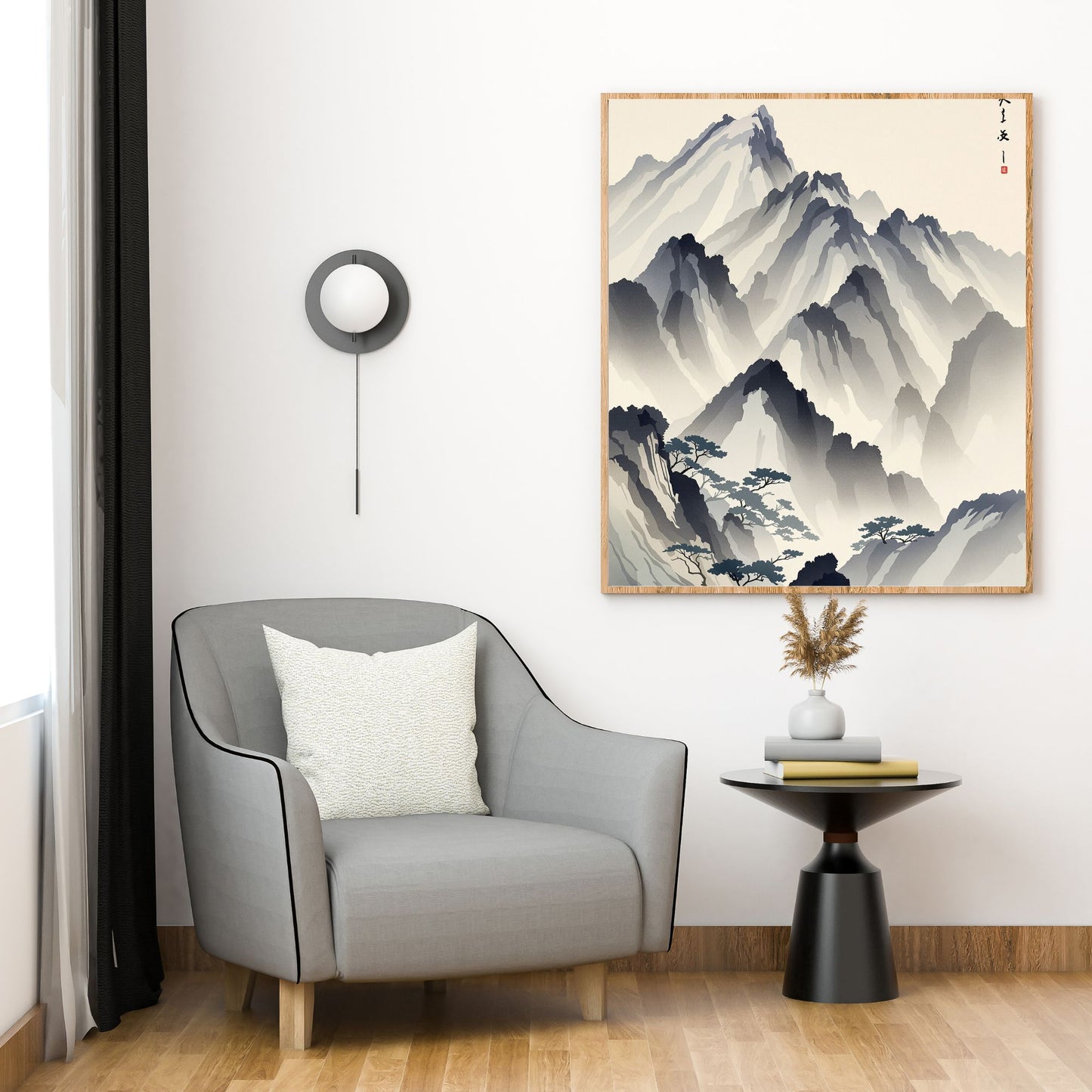 Whispering Peaks – Traditional Japanese Mountain Fine Art Poster