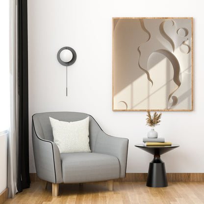 Ethereal Form Minimal Textured Canvas | Beige Sculptural Wall Art