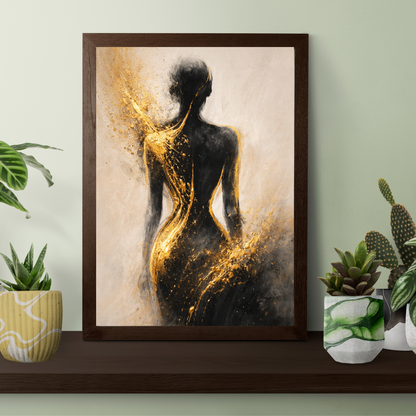 Golden Silhouette – Luxury Abstract Female Canvas Wall Art