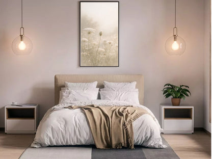 Soft Wildflowers in Morning Light – Minimal Floral Wall Art, Neutral Botanical Fine Art