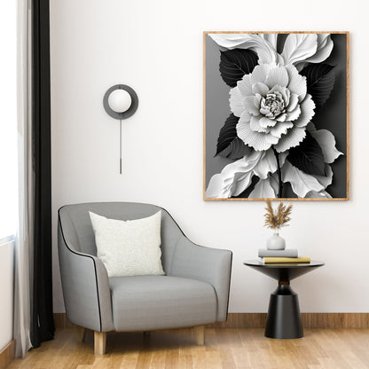 Eclipse Bloom Monochrome Floral Canvas Wall Art - Elegant Decor for Modern Interiors
