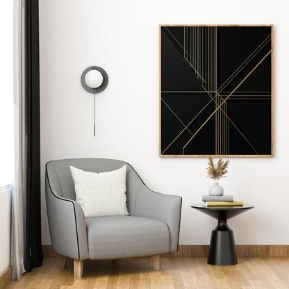 Golden Geometry – Luxury Black & Gold Geometric Canvas Wall Art