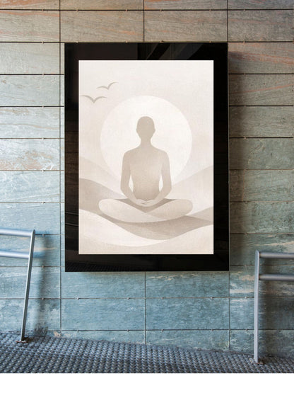 Zen Meditation Art  – Minimalist Silhouette, Neutral Decor