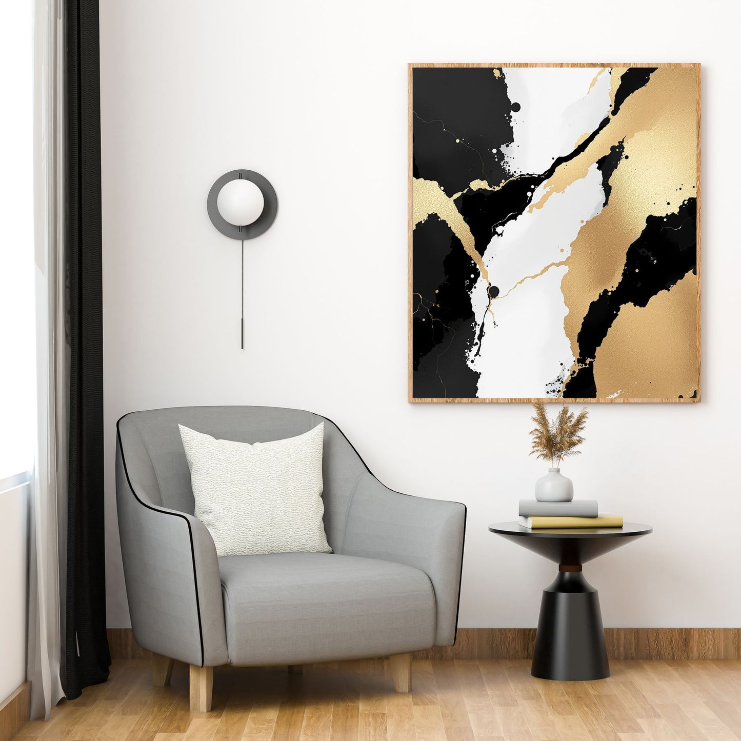Imperial Gold Flow Abstract Canvas Art – Luxury Black & Gold Wall Decor