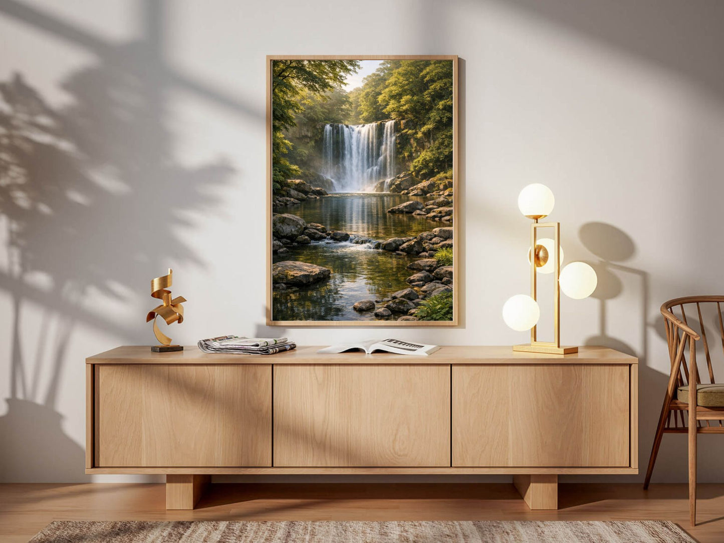 Forest Waterfall Fine Art  – Serene Nature Landscape Wall Decor