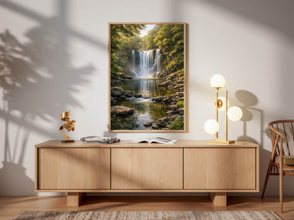 Forest Waterfall Fine Art  – Serene Nature Landscape Wall Decor