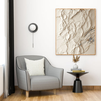 Ivory Fragment – Luxury Textured Abstract Canvas | Beige & Gold Wall Art