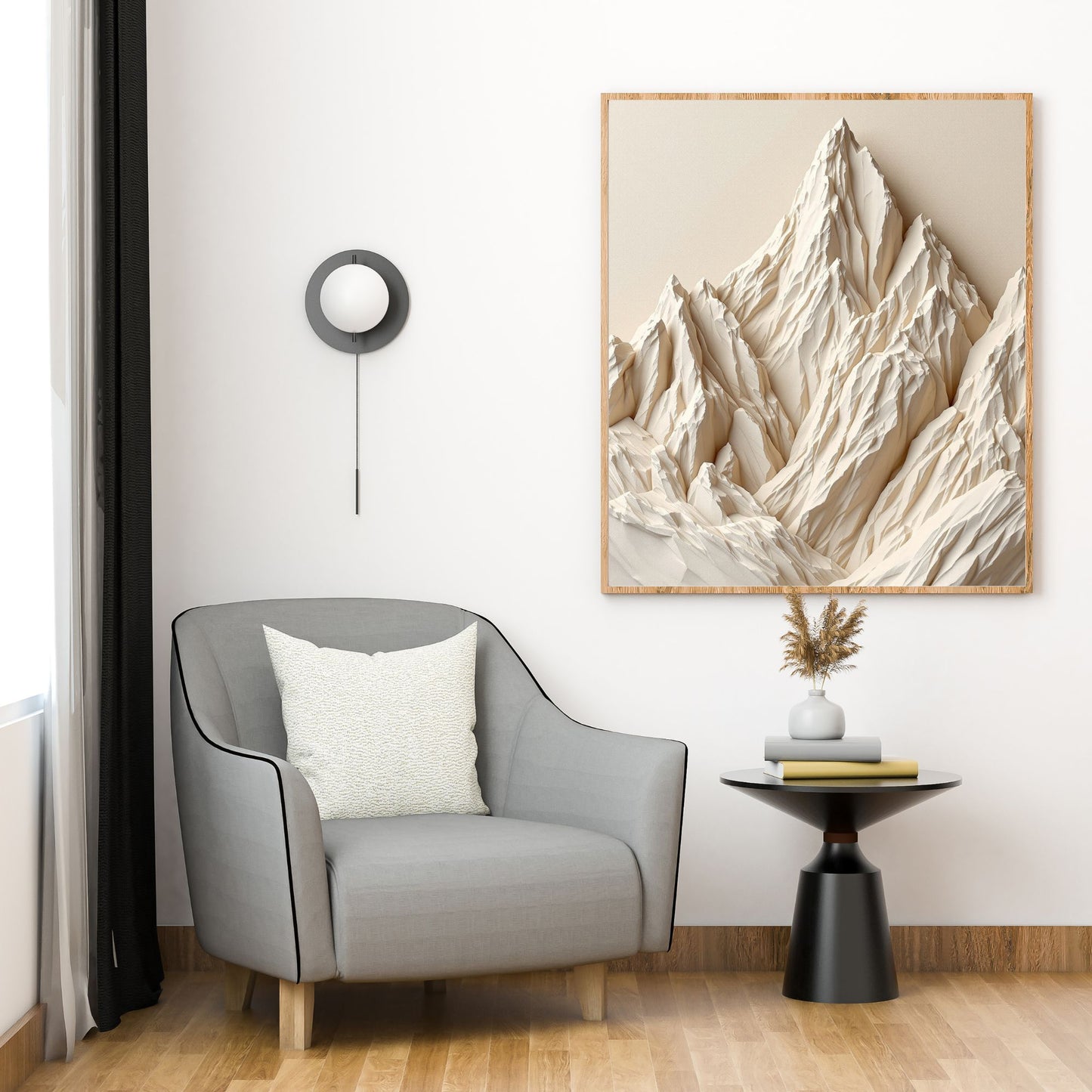 Alpine Ivory – Textured Neutral Mountain Canvas Wall Art