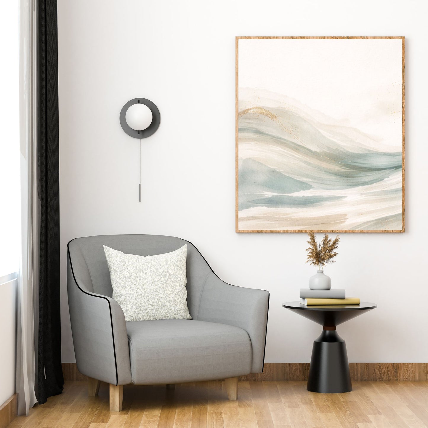 NOIRÉ Wave Flow I – Minimal Abstract Ocean Canvas