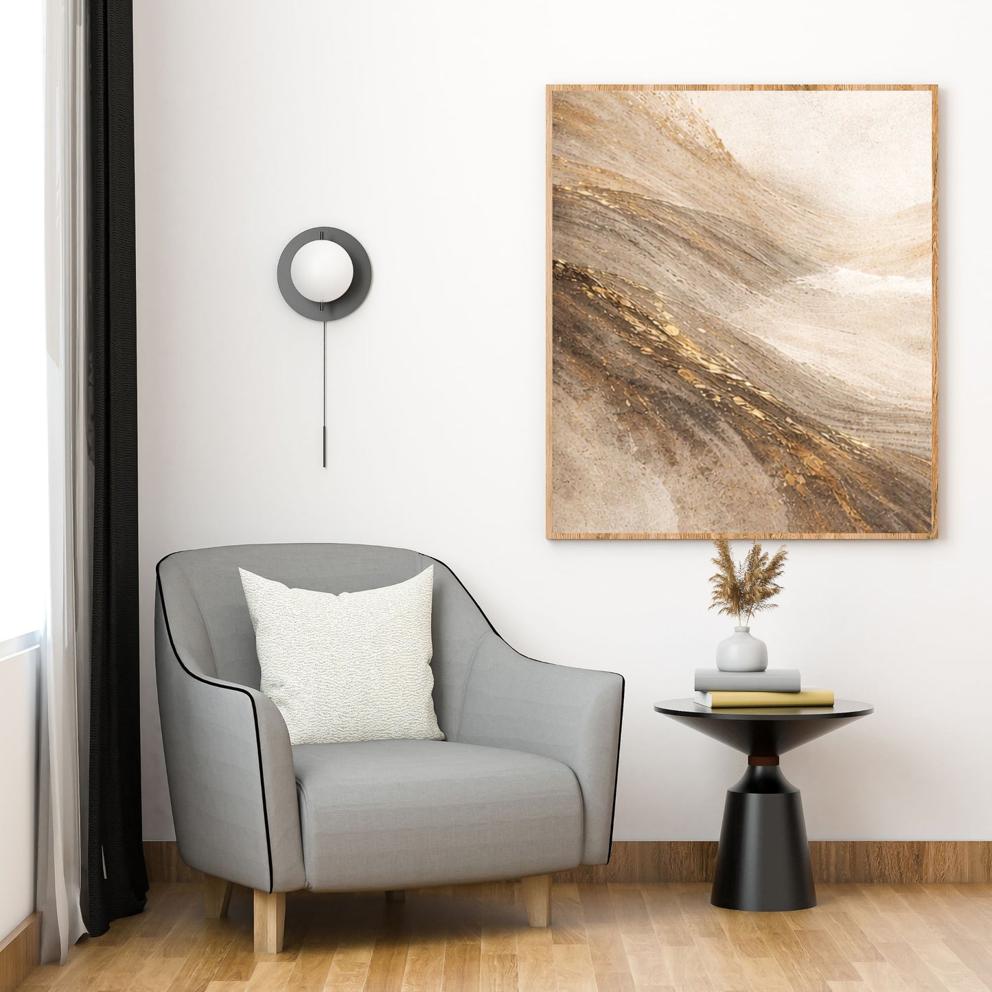 NOIRÉ Dune Flow I – Textured Abstract Landscape Canvas