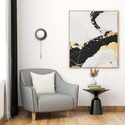 Ivory Noir Flow – Black & Gold Luxury Canvas