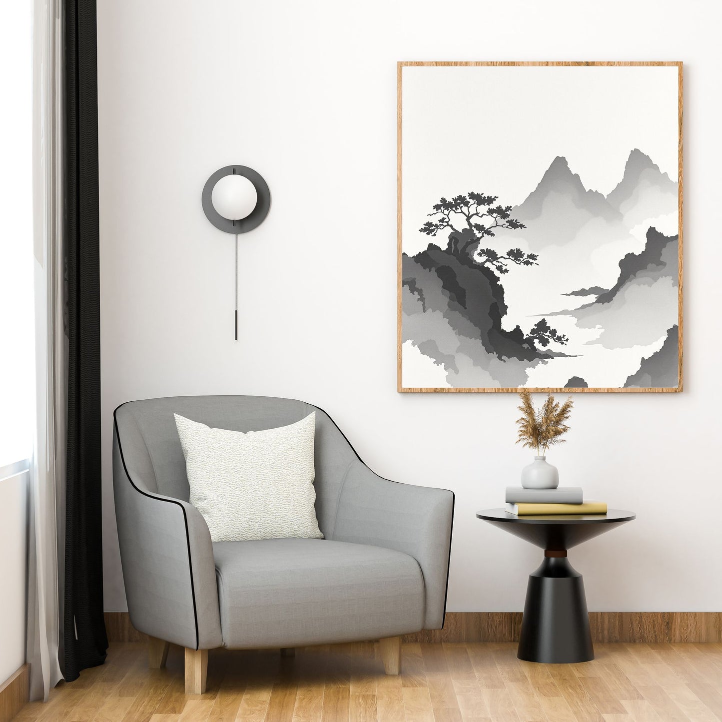 Floating Pines – Japanese Ink Landscape Premium Matte Poster
