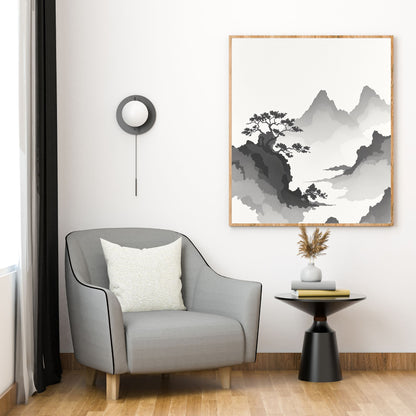 Floating Pines – Japanese Ink Landscape Premium Matte Poster
