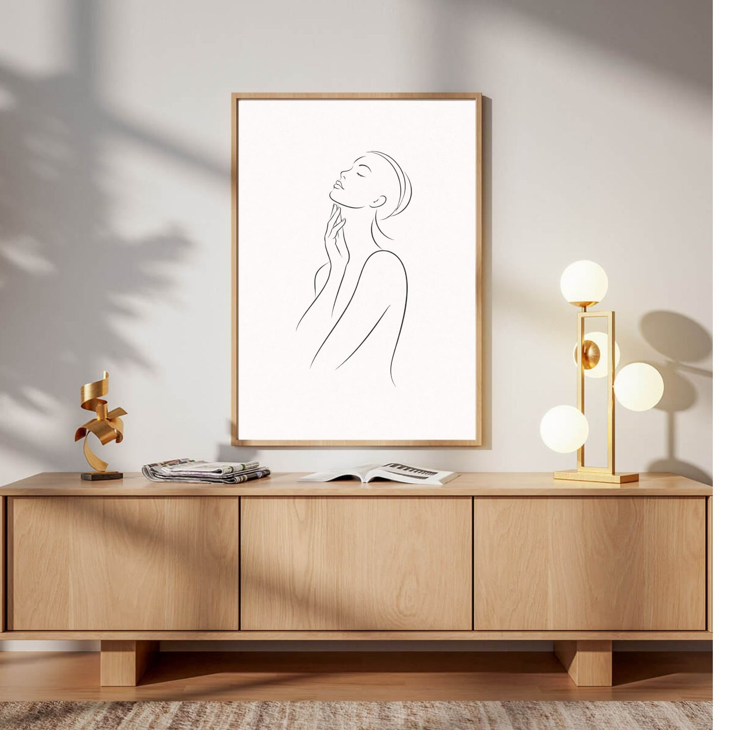 Minimalist Line Art Woman Portrait – Modern Fine Art Wall
