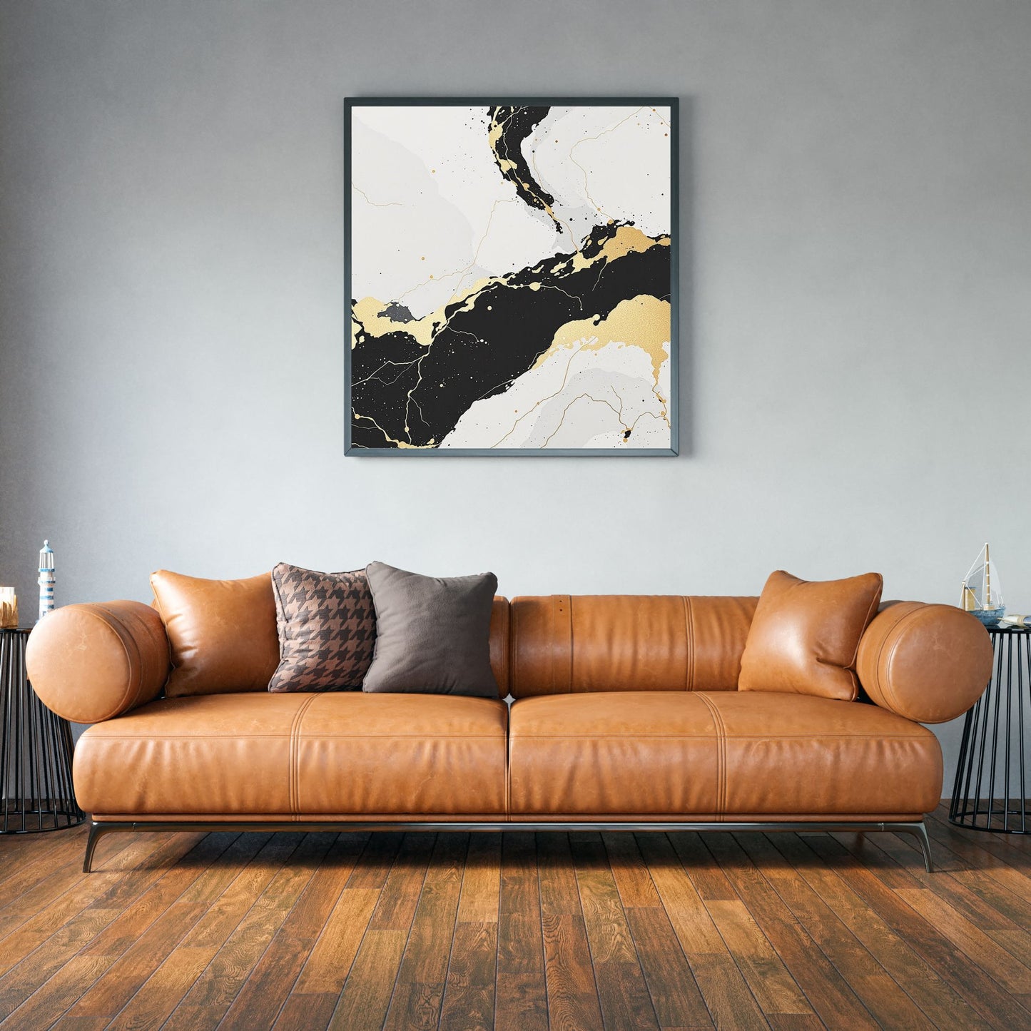 Ivory Noir Flow – Black & Gold Luxury Canvas