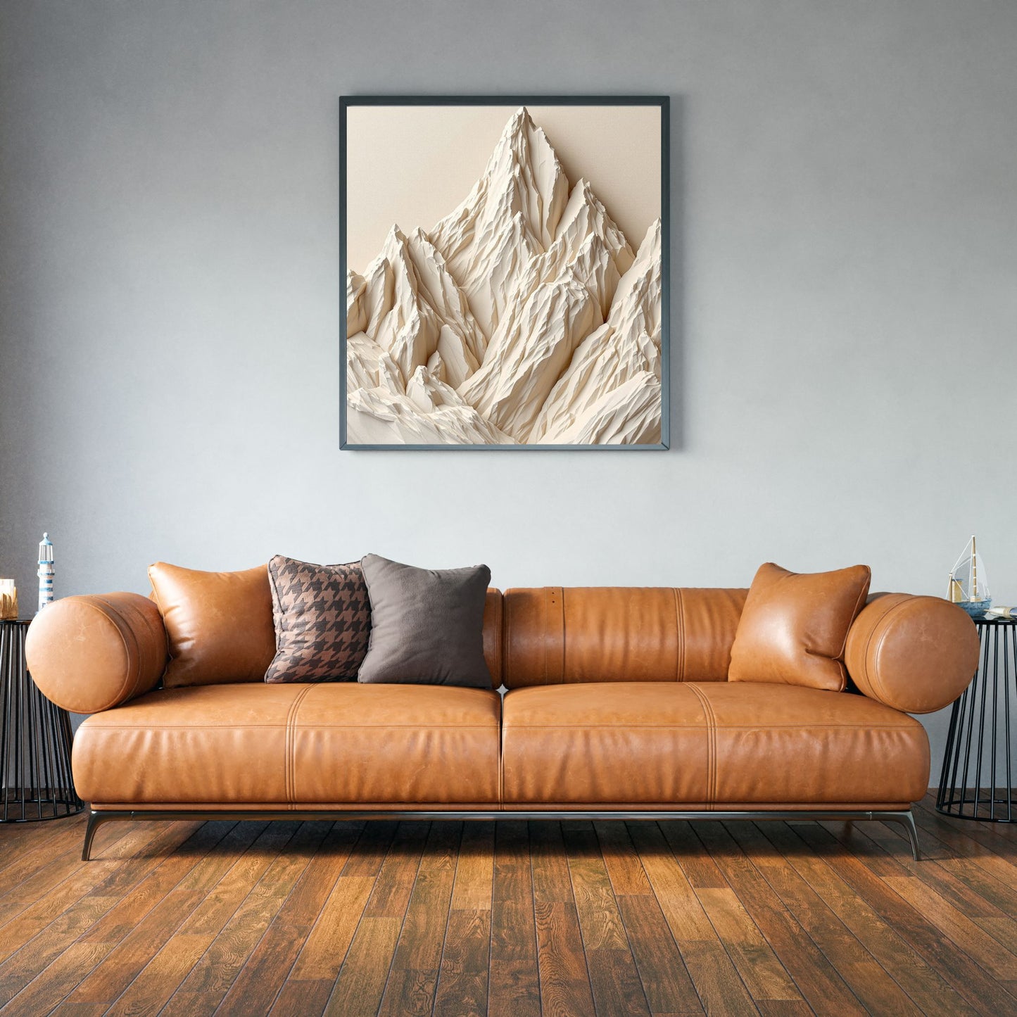 Alpine Ivory – Textured Neutral Mountain Canvas Wall Art