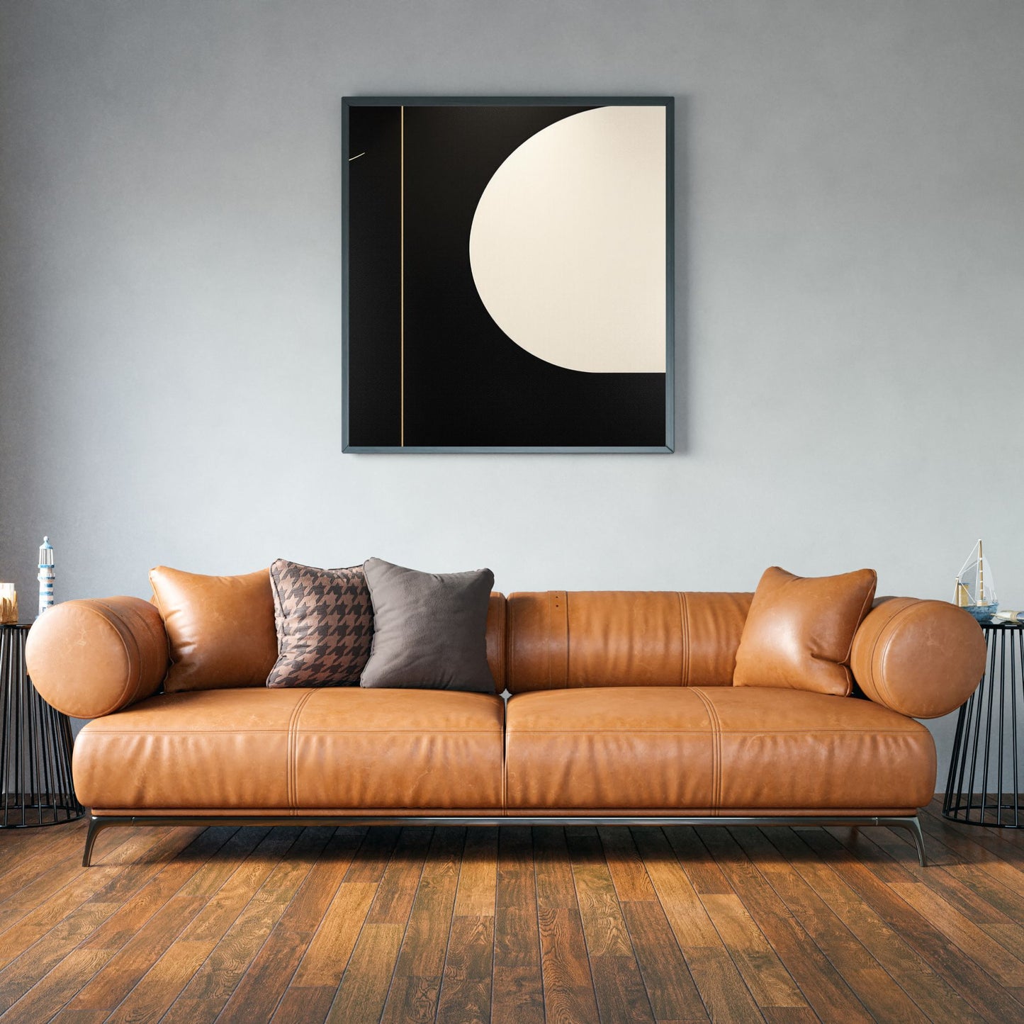 Minimal Black and Ivory Abstract Canvas Wall Art – Modern Luxury Decor