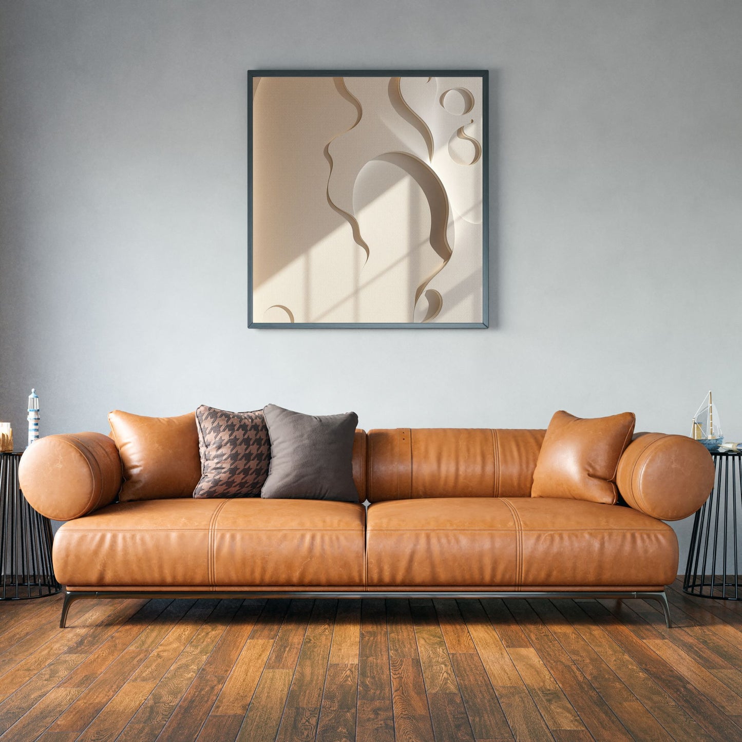 Ethereal Form Minimal Textured Canvas | Beige Sculptural Wall Art