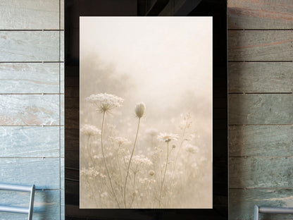 Soft Wildflowers in Morning Light – Minimal Floral Wall Art, Neutral Botanical Fine Art