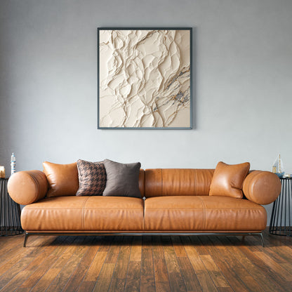Ivory Fragment – Luxury Textured Abstract Canvas | Beige & Gold Wall Art