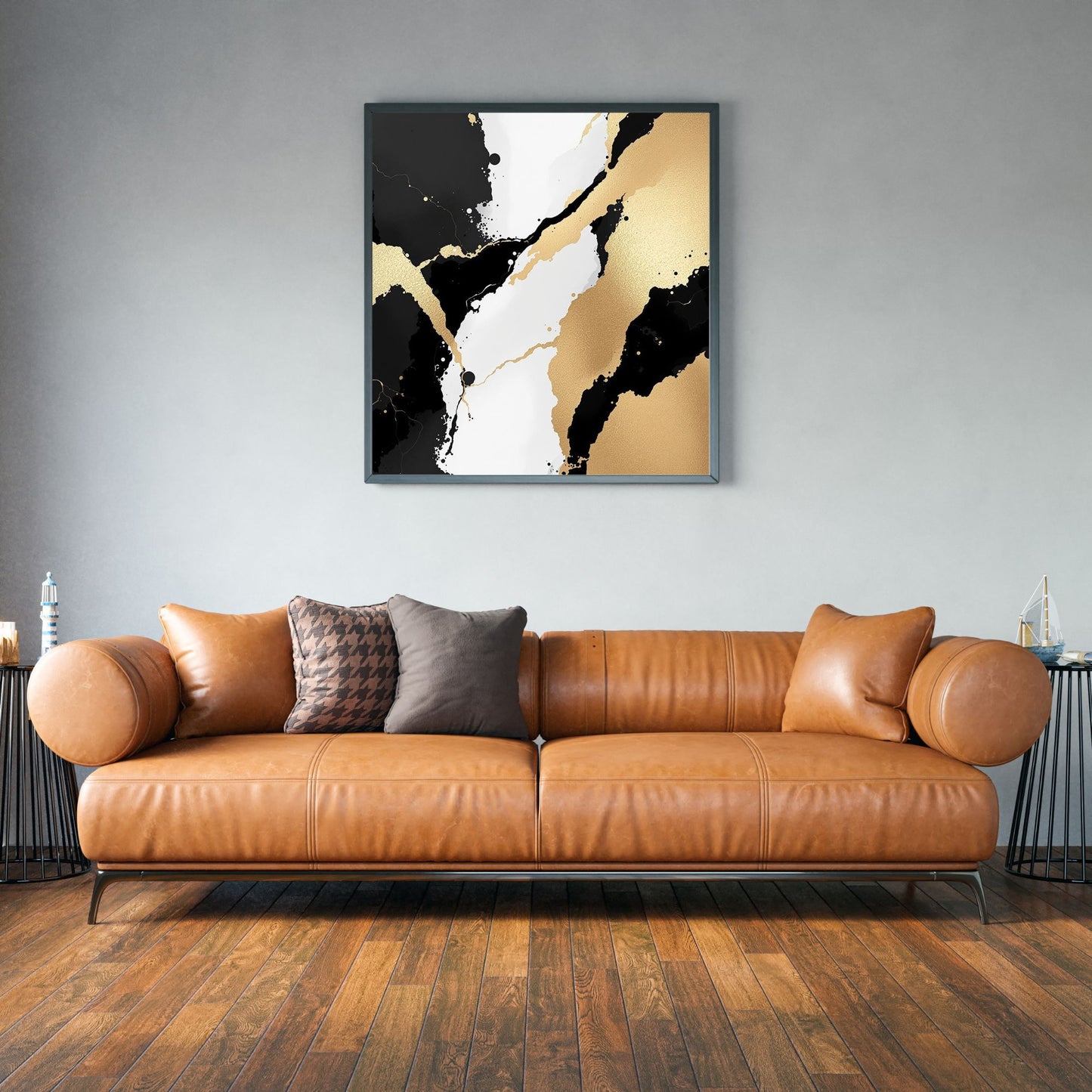 Imperial Gold Flow Abstract Canvas Art – Luxury Black & Gold Wall Decor
