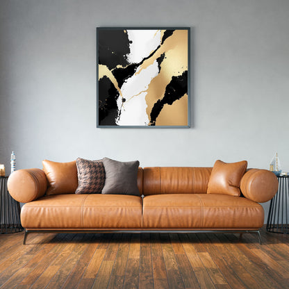 Imperial Gold Flow Abstract Canvas Art – Luxury Black & Gold Wall Decor