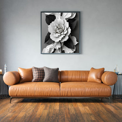Eclipse Bloom Monochrome Floral Canvas Wall Art - Elegant Decor for Modern Interiors