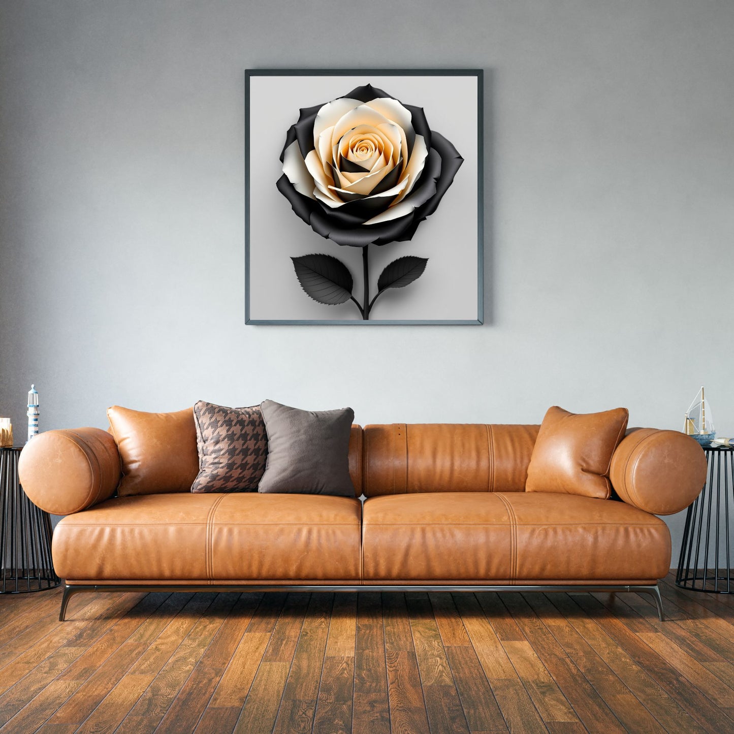Midnight Gold Rose Canvas Wall Art – Luxury Black & Gold Floral Design