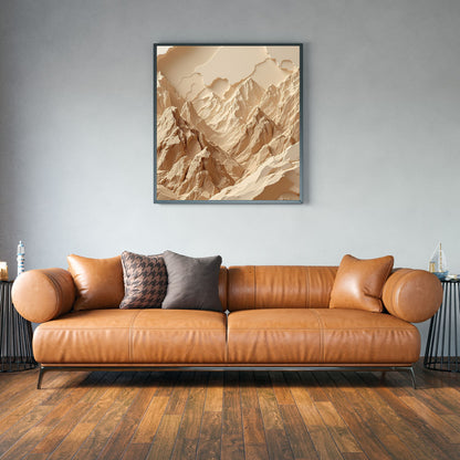 Desert Horizon Peaks – Luxury Minimalist Beige Canvas