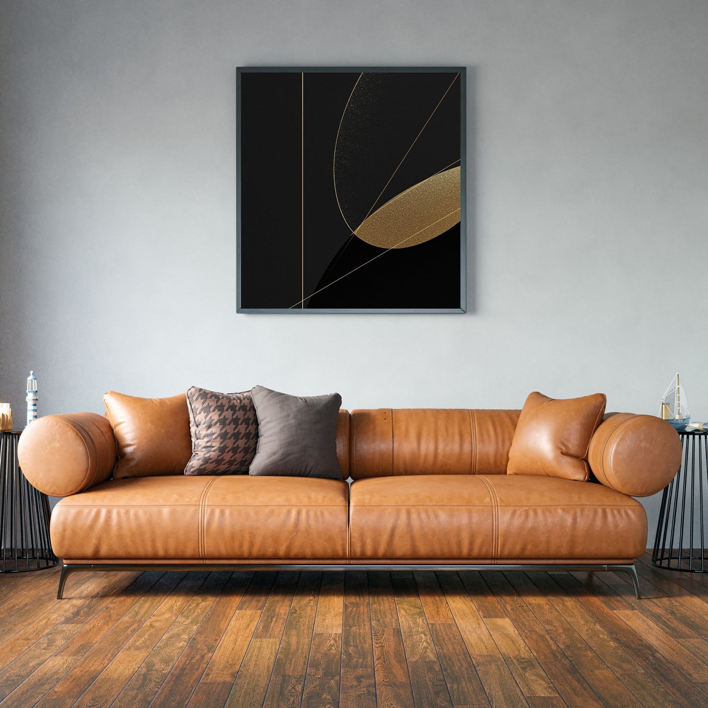 Golden Eclipse – Minimal Black Luxury Canvas