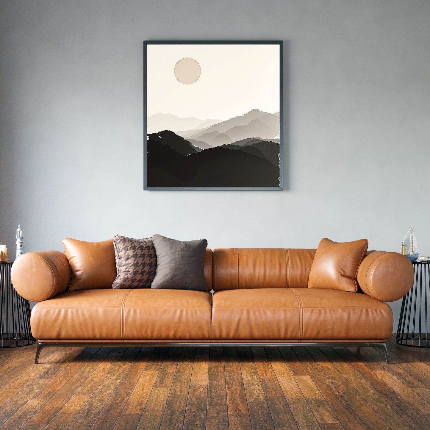 Silent Horizon – Minimal Japanese Sun Landscape Wall Art