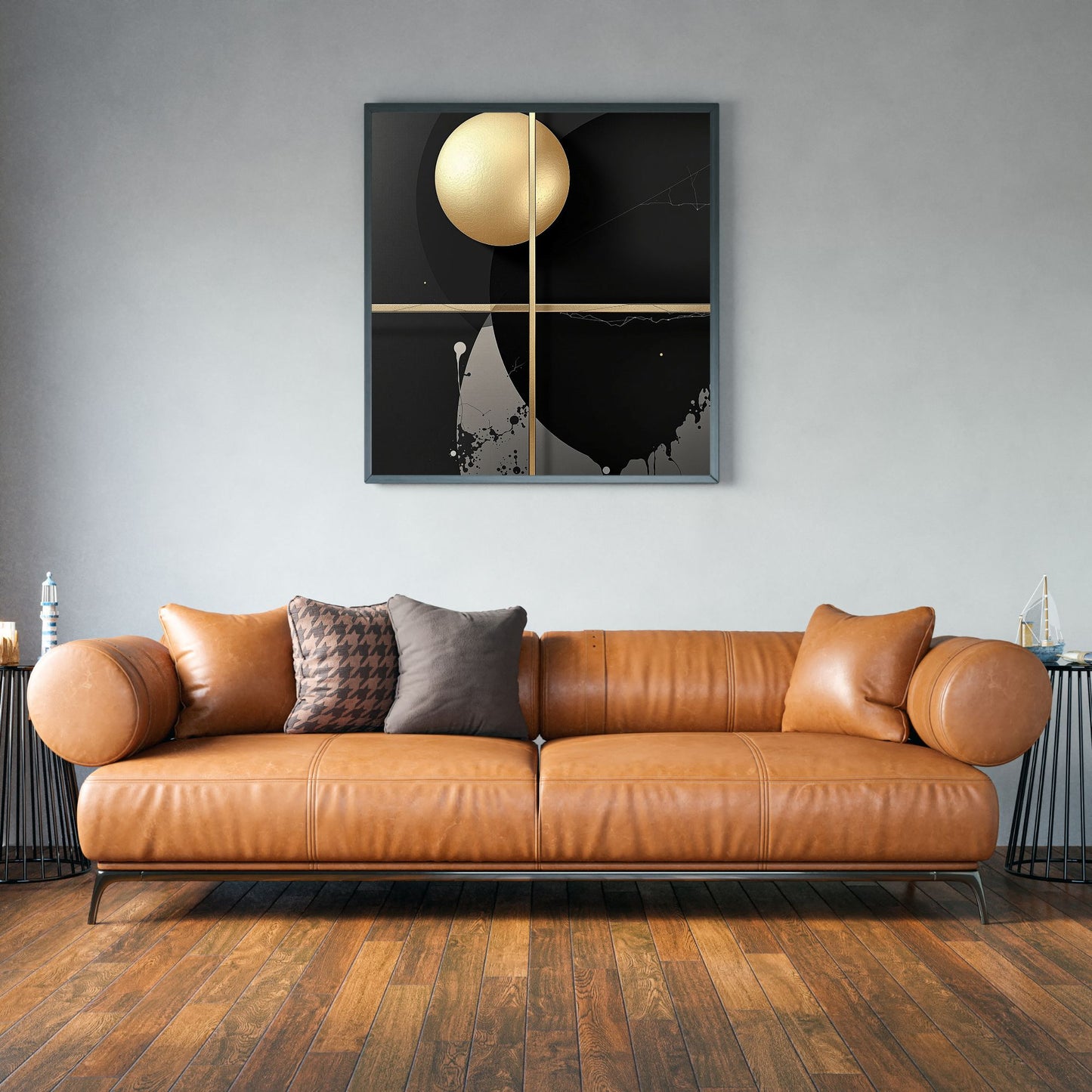 Golden Orbit Grid Canvas