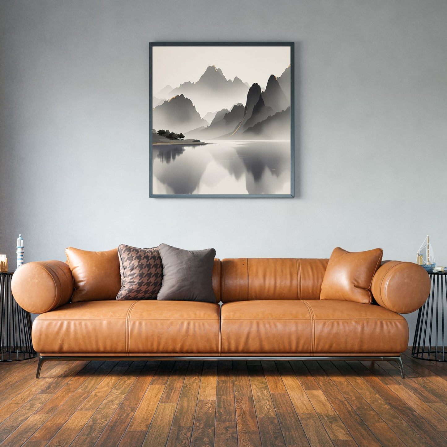 Golden Horizon – Japanese Mist Lake Fine Art Poster