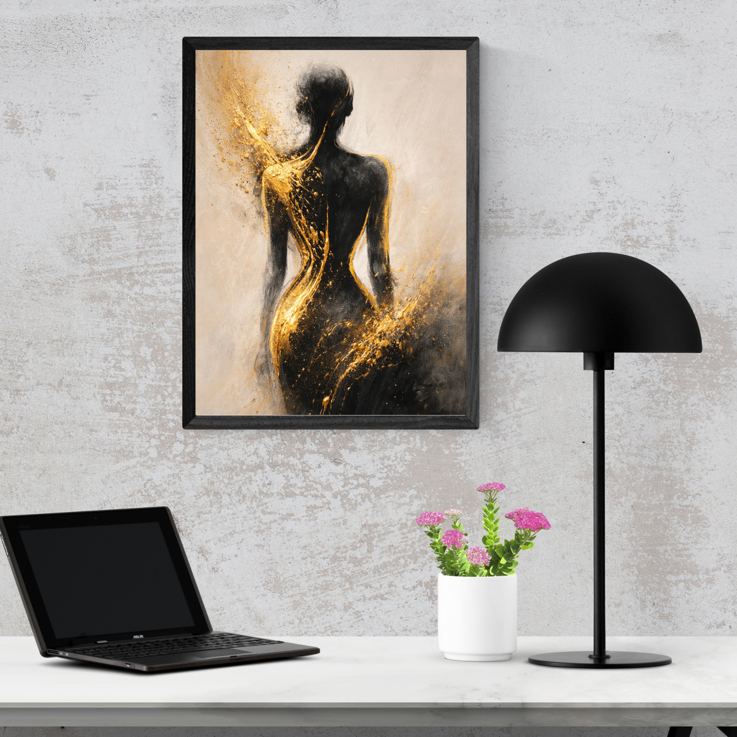 Golden Silhouette – Luxury Abstract Female Canvas Wall Art