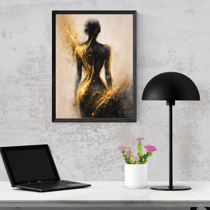 Golden Silhouette – Luxury Abstract Female Canvas Wall Art