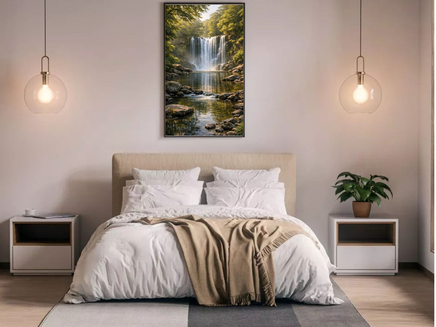 Forest Waterfall Fine Art  – Serene Nature Landscape Wall Decor