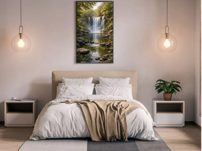 Forest Waterfall Fine Art  – Serene Nature Landscape Wall Decor
