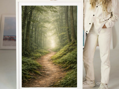 Forest Path Fine Art  – Calm Green Landscape Wall Decor