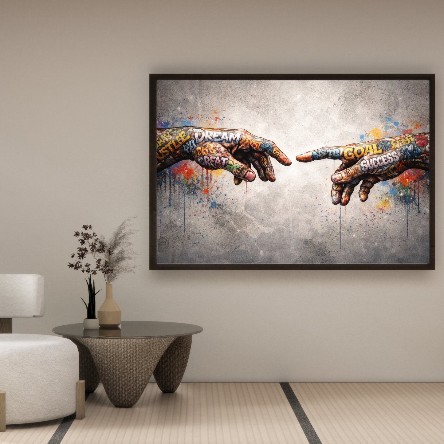 Between Dream & Success – Graffiti Hands Canvas Wall Art