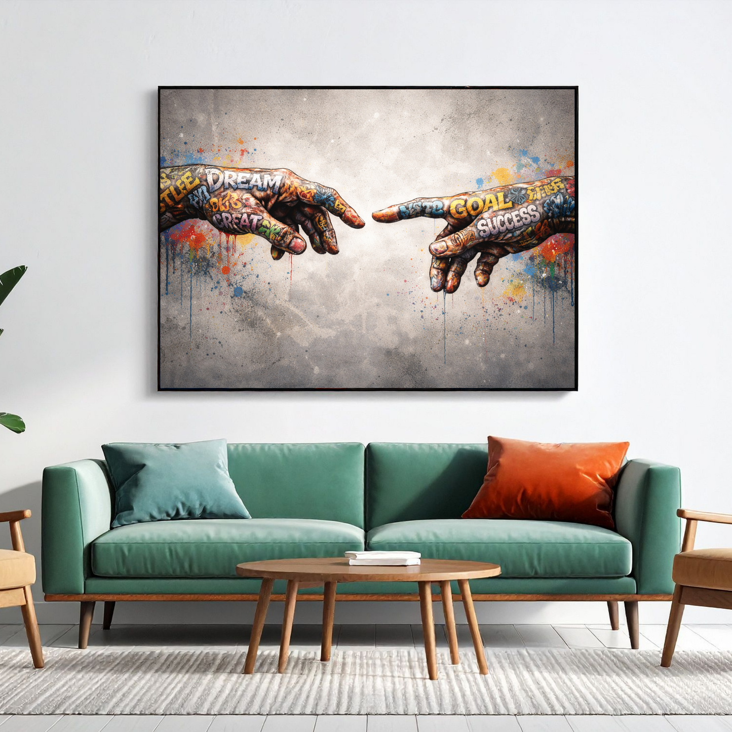 Between Dream & Success – Graffiti Hands Canvas Wall Art