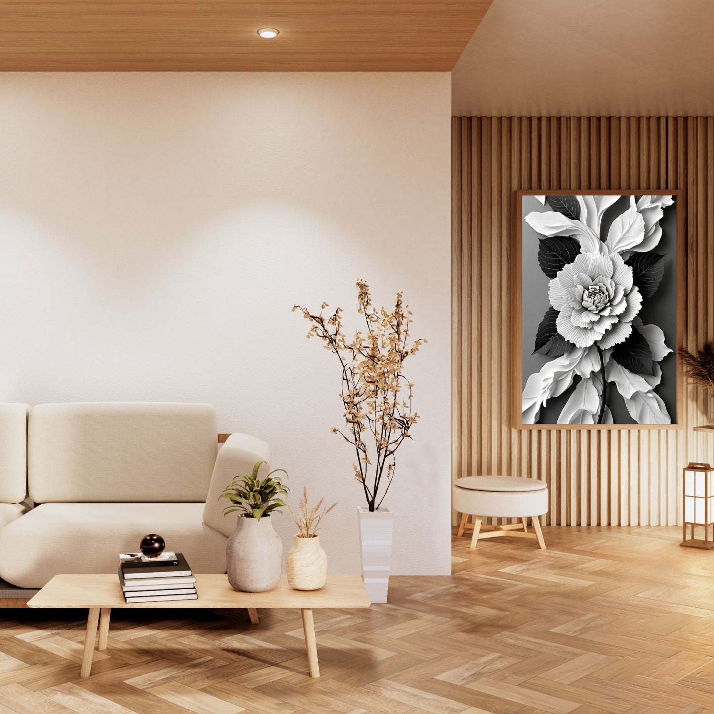 Eclipse Bloom Monochrome Floral Canvas Wall Art - Elegant Decor for Modern Interiors