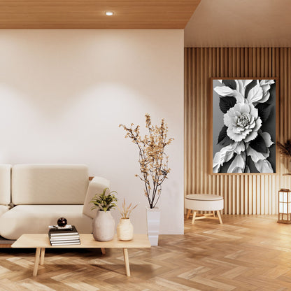 Eclipse Bloom Monochrome Floral Canvas Wall Art - Elegant Decor for Modern Interiors