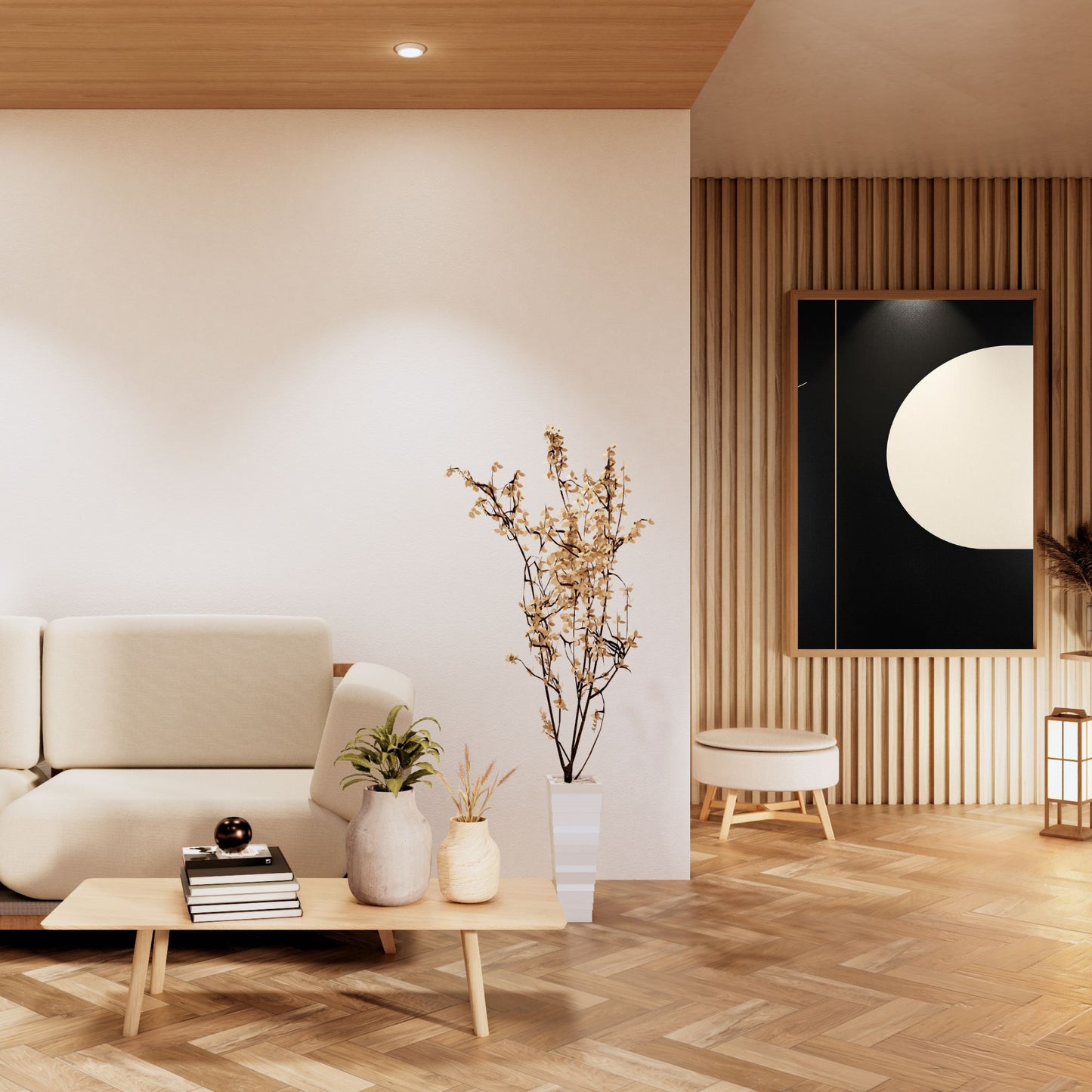 Minimal Black and Ivory Abstract Canvas Wall Art – Modern Luxury Decor