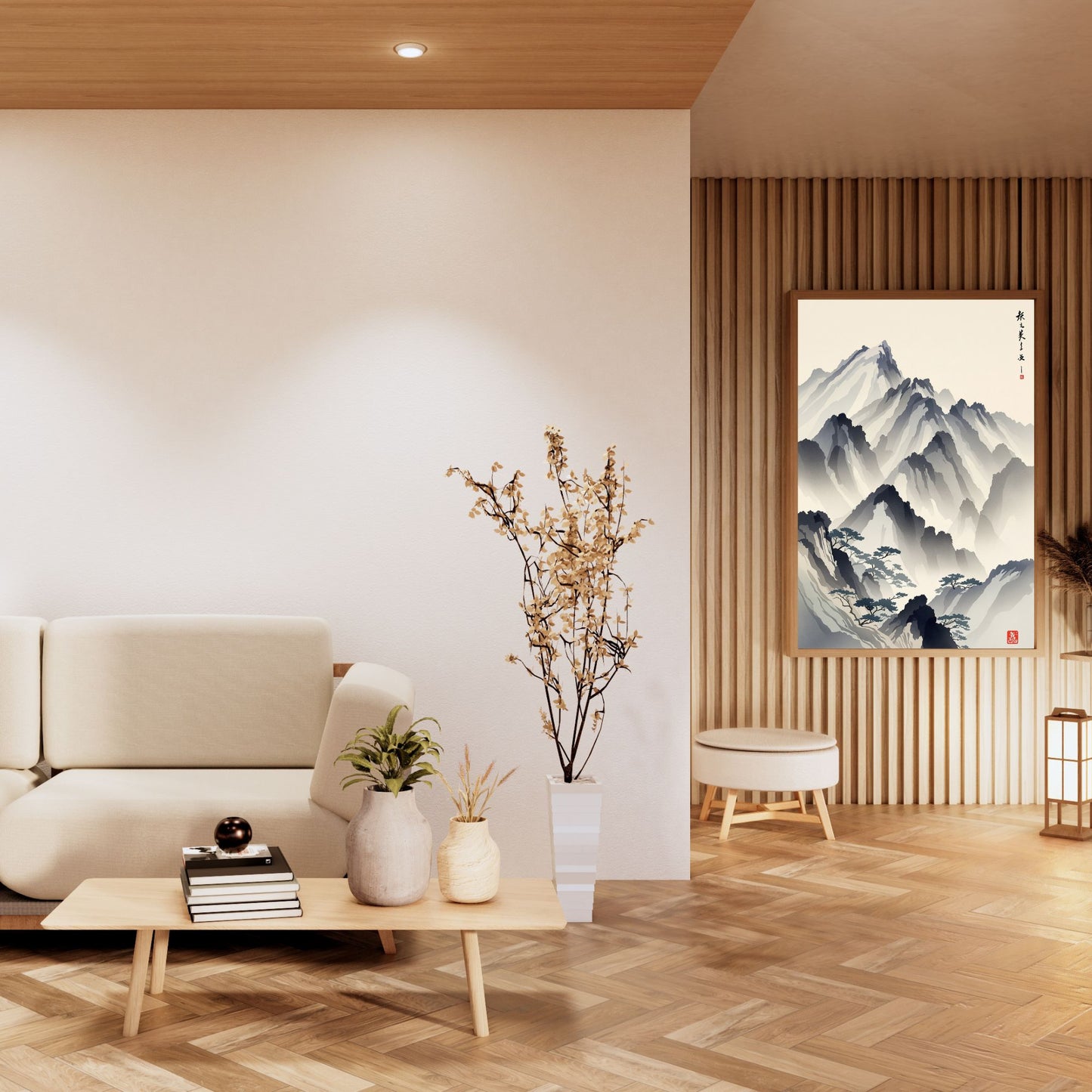 Whispering Peaks – Traditional Japanese Mountain Fine Art Poster